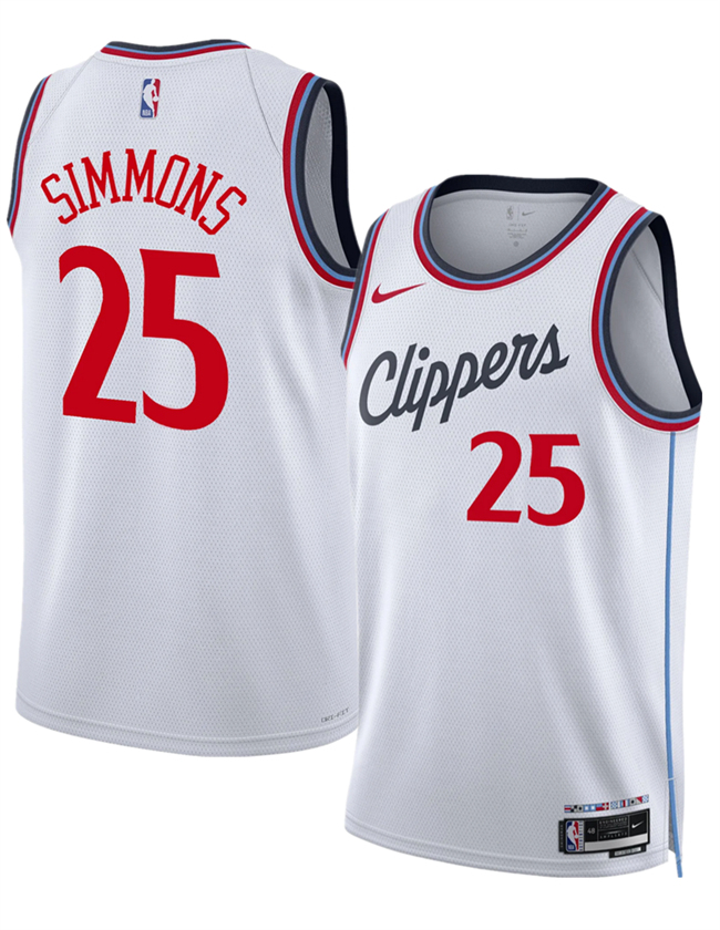 Men's Los Angeles Clippers #25 Ben Simmons White 2024/25 Stitched Jersey